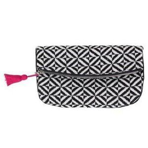 Casa Amarosa Black Diamond Fold Over Clutch with Tassel